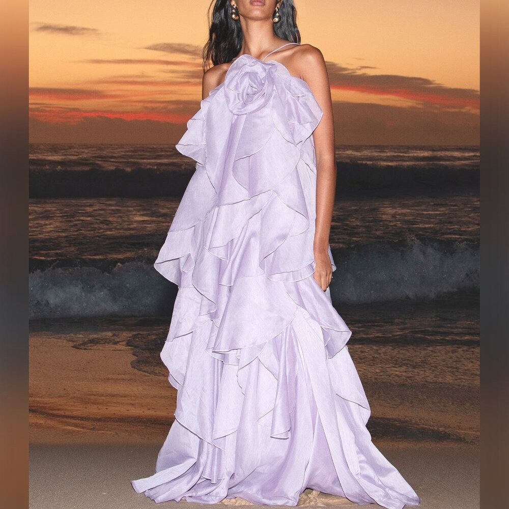 AJE. Pandorea appliquéd ruffled organza gown